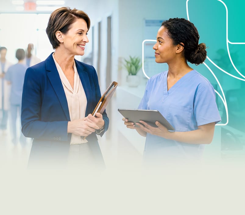 Two healthcare workers talking