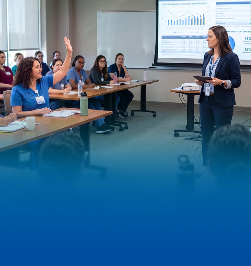 Nurse presenting to colleagues during a professional learning session