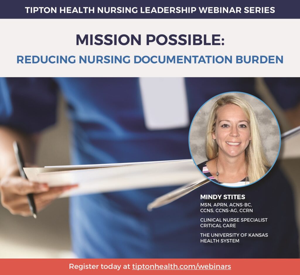 Webinar graphic for “Mission Possible: Reducing Nursing Documentation Burden”